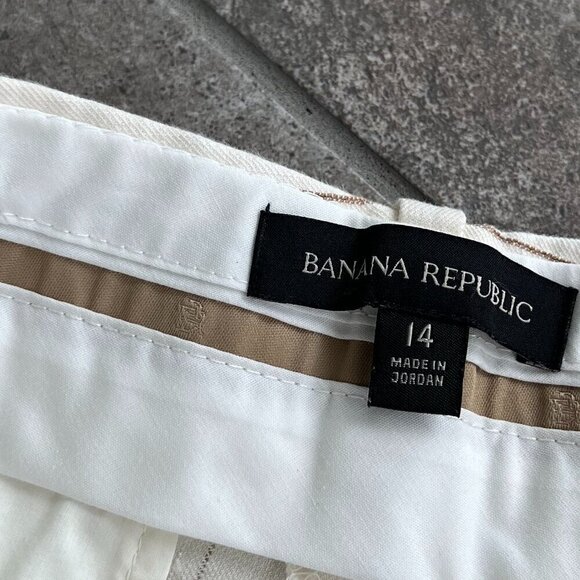 Banana Republic Alva Linen Cotton Wide Leg High Waist Pant Size 14 White Striped - Picture 4 of 15